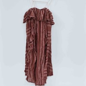 Free People Rust Maxi Dress Off the Shoulder